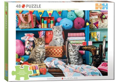 48 pcs - Connecting Pieces - Kittens in Sewing Room