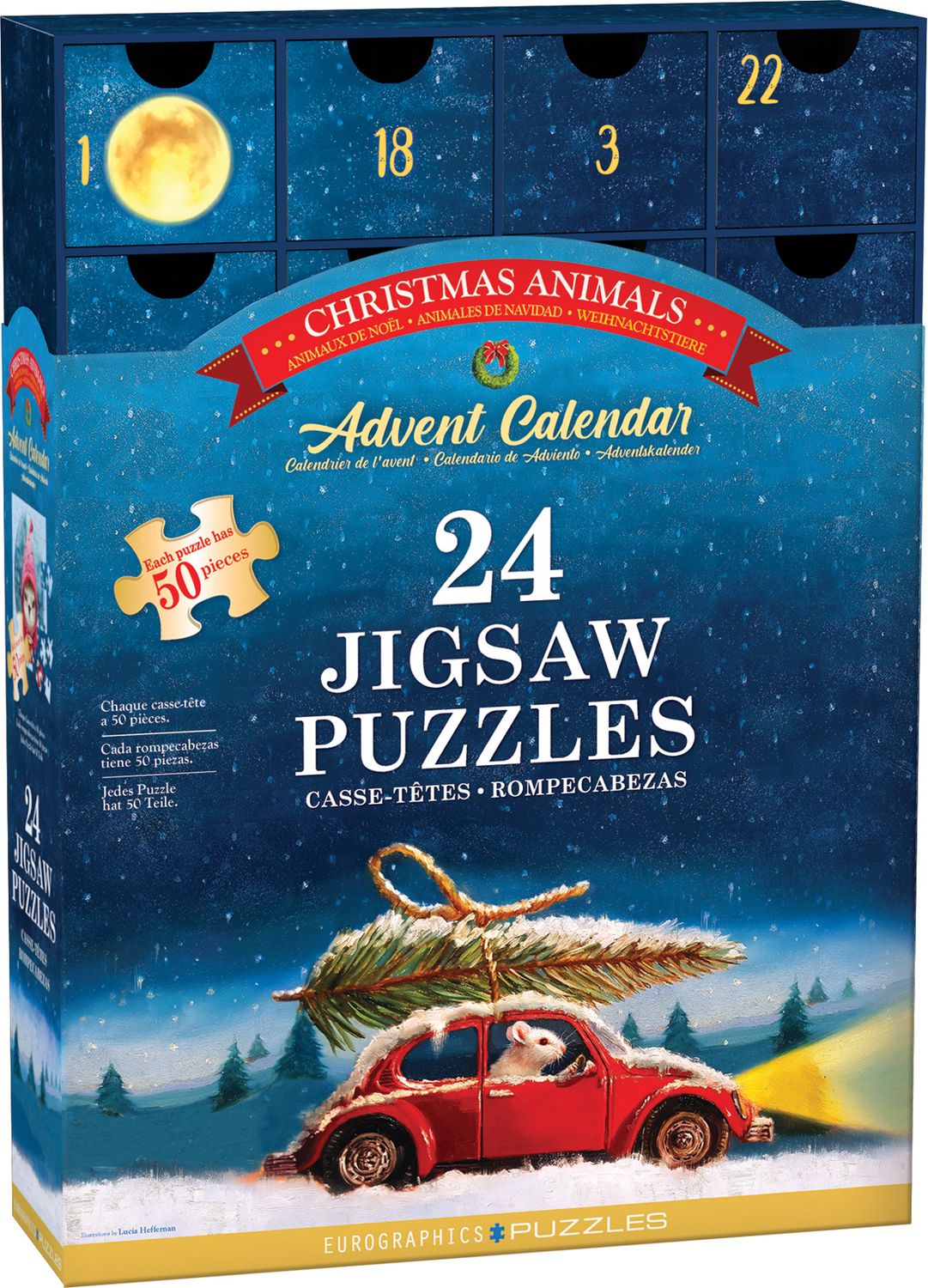 24x50 pcs - Funny Animals Puzzle Advent Calendar