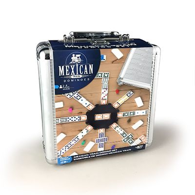Mexican Train Domino Set Double 12 Aluminum Case