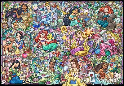 1000 pcs - Disney Princess Collection Stained Glass