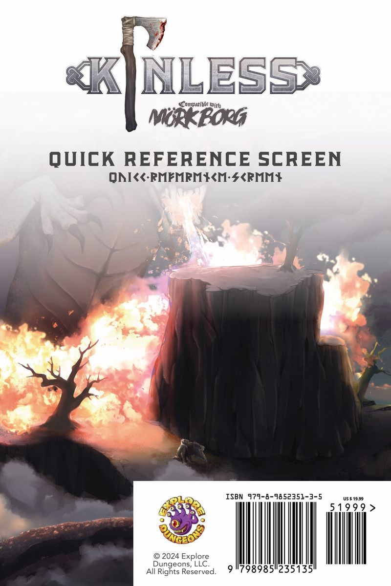 Kinless: A Solo Viking RPG - Quick Reference Screen