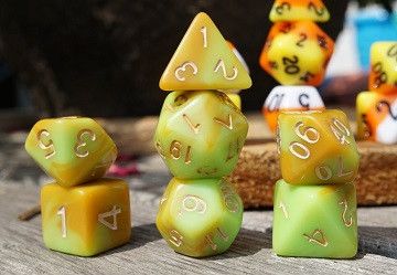  7-Piece RPG Dice Set: Ice Cream Dice, Name: Caramel Apple