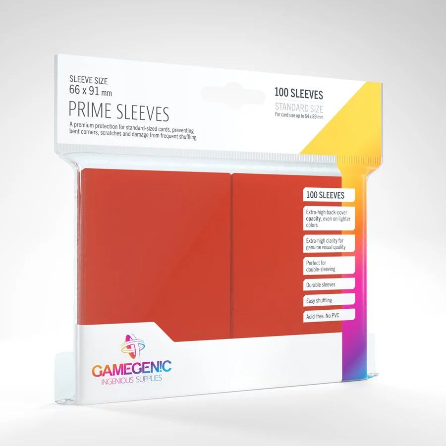 Sleeves - 66x91mm GameGenic Prime - 100/pk (Standard CCG), Color: Red