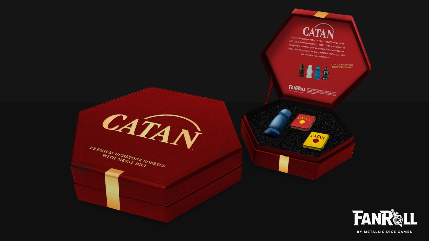 Catan Premium Stone Robber &amp; Metal Dice Set, Color: Aquamarine
