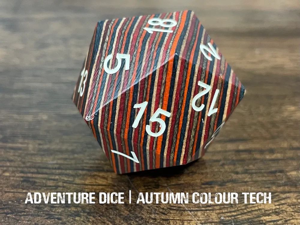 Jumbo Wooden D20, Type: Autumn Colour Tech