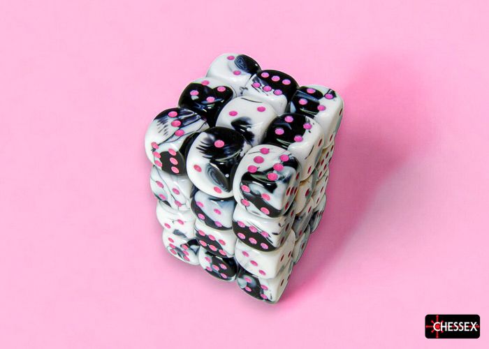 36d6 Dice Block (12mm): Menagerie 11 -, Color: Gemini Black-White/Pink