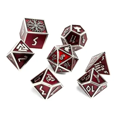 7-Piece RPG Metal Dice Set: Norse Themed - Vampire Blood