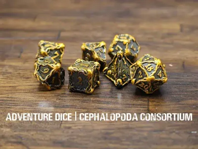 7-Piece RPG Premium Metal Dice Set: Cephalopoda Consortium
