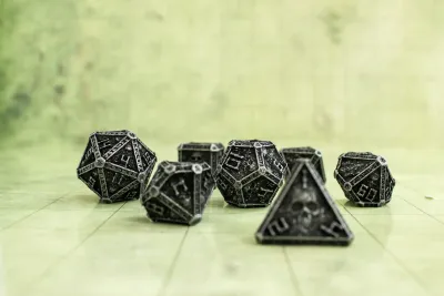 7-Piece Metal RPG Dice Set: Black Crypt