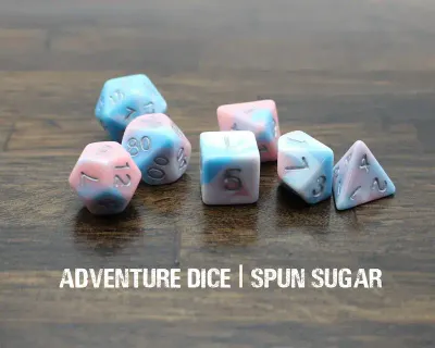 7-Piece RPG Dice Set: Food Themed Spun Sugar