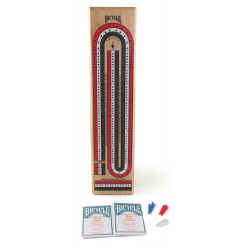 Solid Wood Cribbage Board Colour Wood 3 Track - Bicycle
