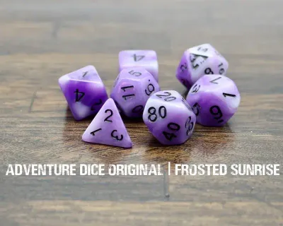 7-Piece RPG Dice Set: Sky Themed Frosted Sunrise