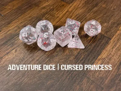 7-Piece RPG Dice Set: RPG Themed Cursed Princess