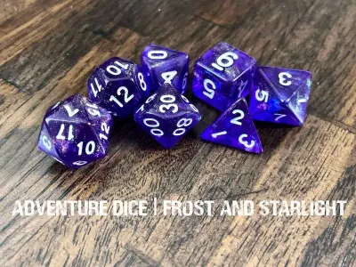 7-Piece RPG Dice Set: Sky Themed Frost &amp; Starlight