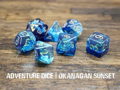 7-Piece RPG Dice Set: Okanagan Sunset