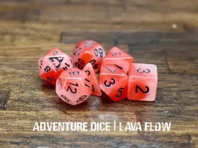 7-Piece RPG Dice Set: Lava Flow