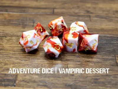 7-Piece RPG Premium Sharp Edge Dice Set: Vampiric Dessert