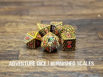 7-Piece RPG Premium Metal Dice Set: Burnished Scales