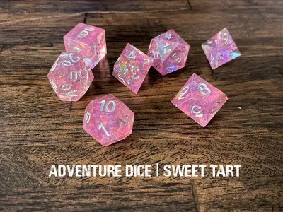 7-Piece RPG Premium Sharp Edge Dice Set: Sweet Tart