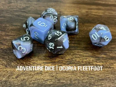 7-Piece RPG Dice Set: Ocoria Fleetfoot