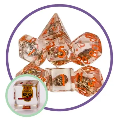 7-Piece RPG Dice Set: Mystery Dice Goblin - Golden Skull