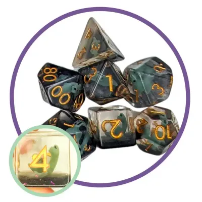 7-Piece RPG Dice Set: Mystery Dice Goblin - Brontosaurus
