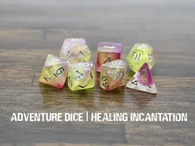 7-Piece RPG Dice Set: RPG Themed Healing Incantation