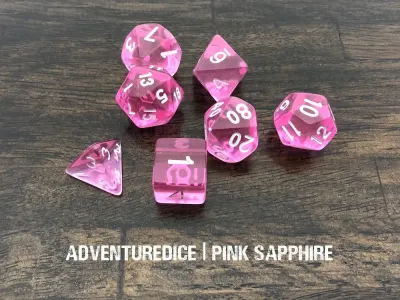 7-Piece RPG Dice Set: Pink Sapphire