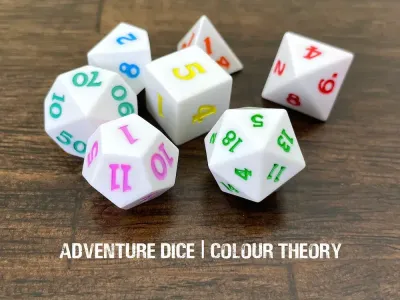 7-Piece RPG Dice Set: Sharp Edge Colour Theory
