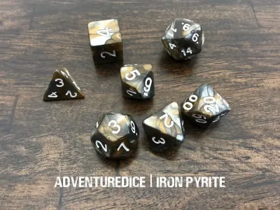 7-Piece RPG Dice Set: Iron Pyrite