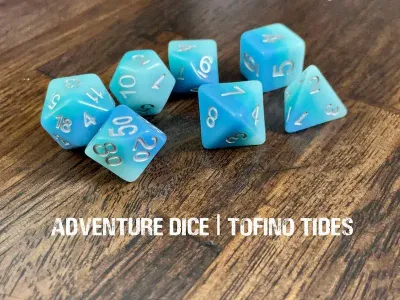 7-Piece RPG Dice Set: Water Themed Tofino Tides