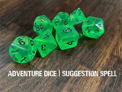 7-Piece RPG Dice Set: RPG Themed Suggestion Spell