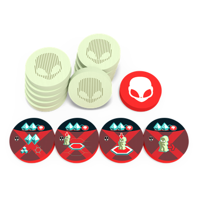 On Mars: Alien Invasion - Wooden Alien Tokens