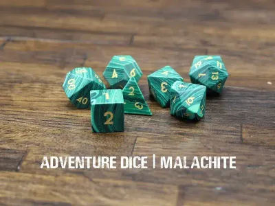 7-Piece RPG Premium Gemstone Dice Set: Malachite