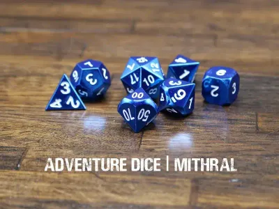 7-Piece RPG Premium Metal Dice Set: Mithral