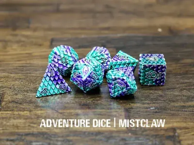 7-Piece RPG Premium Metal Dice Set: Mistclaw
