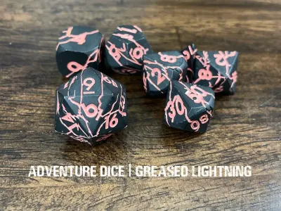 7-Piece RPG Premium Metal Dice Set: Greased Lightning