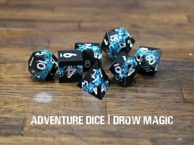 7-Piece RPG Premium Sharp Edge Dice Set: Drow Magic