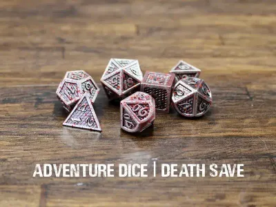 7-Piece RPG Premium Metal Dice Set: Death Save