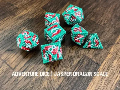 7-Piece RPG Premium Metal Dice Set: Jasper Dragon Scale