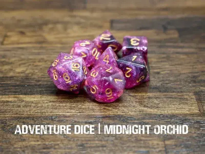 7-Piece RPG Dice Set: Midnight Orchid