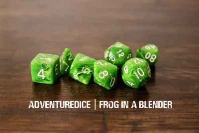 7-Piece RPG Dice Set: Animal Themed Themed Frog in a Blender