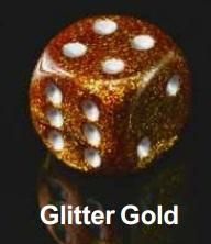 36d6 Dice Block (12mm): Glitter -, Color: Gold w/ Silver