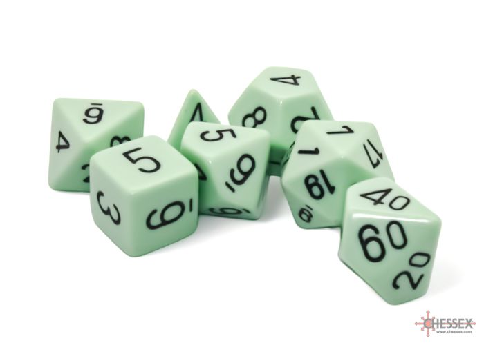 7-Piece RPG Dice Set: Pastel -, Color: Green/Black