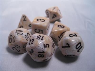 7-Piece RPG Dice Set: Marble -, Color: Ivory w/ Black