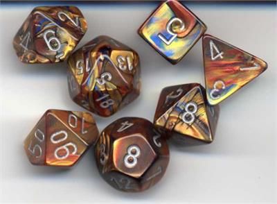 7-Piece RPG Dice Set: Lustrous -, Color: Gold w/ Silver