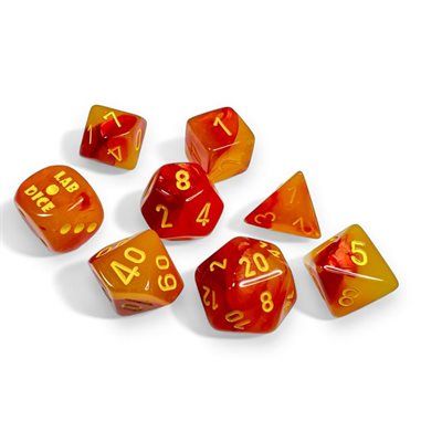 8-Piece RPG Lab Dice Set:, Color: Gemini Red Yellow Luminary