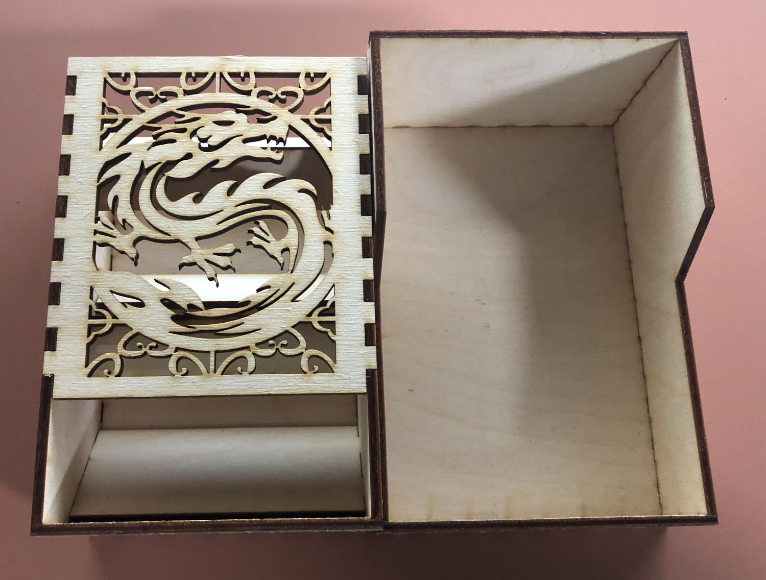 Wooden Dragon Dice Tower - 2 Piece , Color: Natural