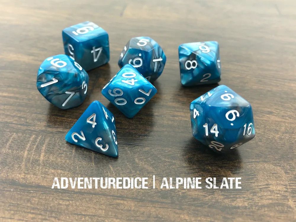 7-Piece RPG Dice Set: Slate Themed, Type: Alpine Slate