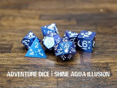 7-Piece RPG Metal Dice Set: Shine Aqua Illusion